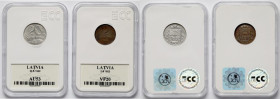 Łotwa, 2 i 20 santimu 1922 - zestaw (2szt)
