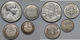 Łotwa, 1-5 lati 1924-1932 - zestaw (4szt)