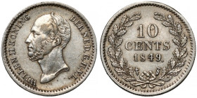 Niderlandy, Wilhelm II, 10 cents 1849