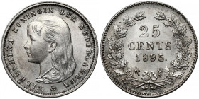 Niderlandy, Wilhelmina, 25 cents 1895 - rzadkie