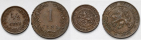 Niderlandy, 1 i 1/2 cent 1885-1905 - zestaw (2szt)