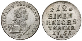 Prusy, Friedrich II, 1/12 talara 1751-A, Berlin