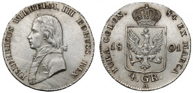 Prusy, Friedrich Wilhelm III, 4 grosze 1801-A, Berlin