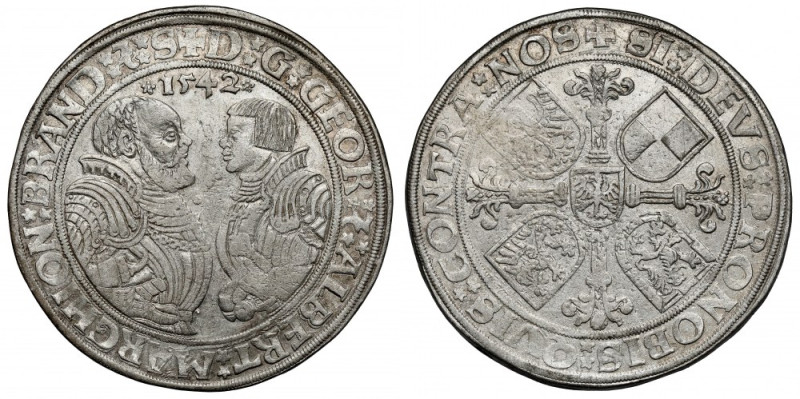 Saksonia, Georg i Albert II, Talar 1542 Srebro, średnica 40 mm, waga 28,91 g. 
...