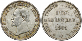 Saksonia-Coburg-Gotha, Ernst II, 1/6 talara 1869-B - Srebrny jubileusz