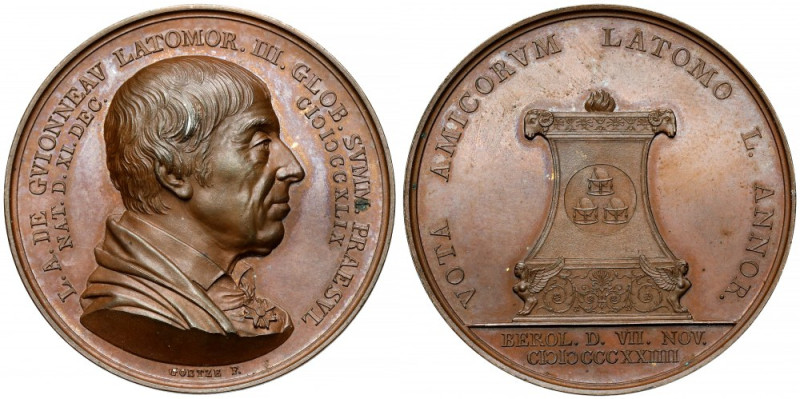 Niemcy, Prusy, Friedrich Wilhelm III, Medal 1824 - Generalmajors Ludwig August d...