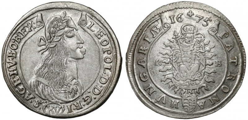 Węgry, Leopold I, 15 krajcarów 1675 KB, Kremnica 
Grade: XF/XF+