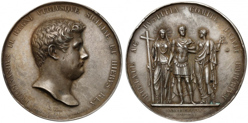 Włochy, Sycylia, Ferdynand II, Medal 1830 - późniejszy odlew GUSSMEDAILLE | LATE...
