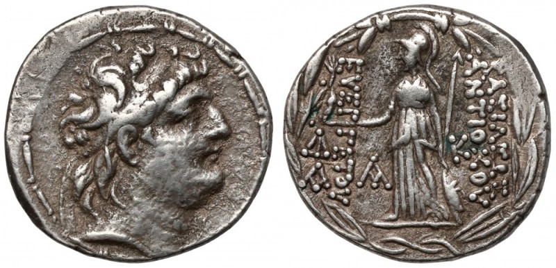 Grecja, Seleukidzi, Antioch VII (163-130 p.n.e.) Tetradrachma Awers: Popiersie c...