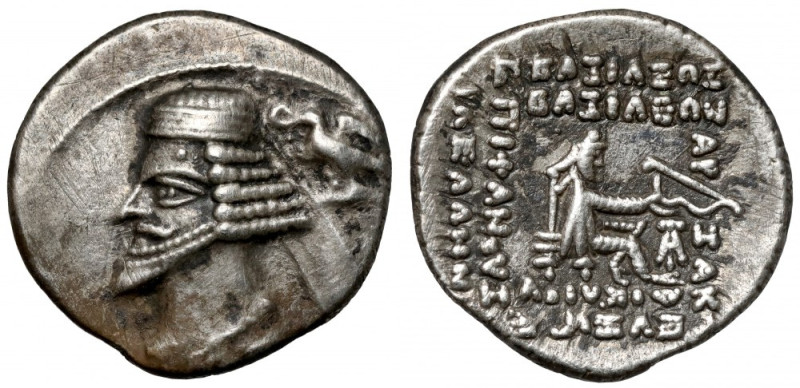 Partia, Phraates IV (38-2 p.n.e.) Drachma, Ekbatana Srebro, średnica 19 mm, waga...