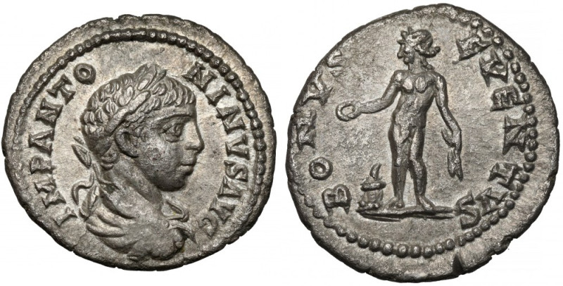 Elagabal (218-222 AD) Denarius, Antioch Obverse: IMP ANTONINVS AVG Laureate, dra...