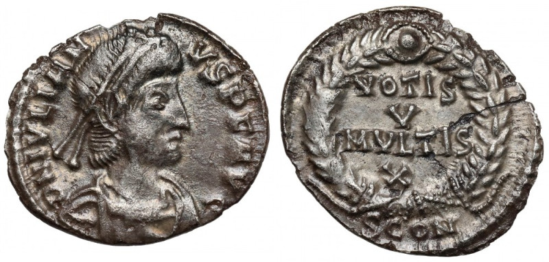 Julian II Apostata (360-363 n.e.) Silikwa, Arles Awers: Popiersie cesarza w diad...