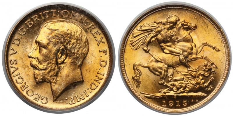 Australia, Jerzy V, Suweren 1915-S, Sydney 
Grade: PCGS MS63