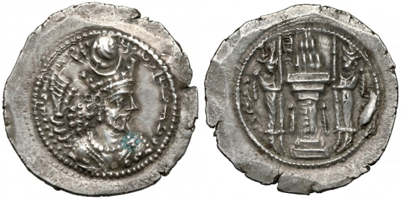 Sasanidzi, Drachma Srebro, średnica 27 mm, waga 4,24 g.&nbsp; 
Grade: VF+