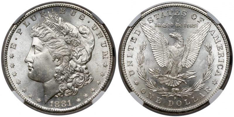 USA, 1 dollar 1881-S, Morgan Dollar Ag.900, średnica 38,1 mm, waga 26,73 g

Gr...