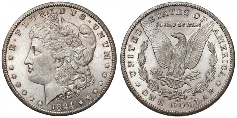 USA, Dolar 1884-CC, Carson City - Morgan Dollar - rzadki 
Grade: AU