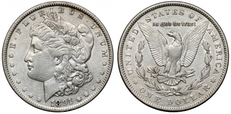 USA, Dolar 1891, Philadelphia - Morgan Dollar 
Grade: VF+