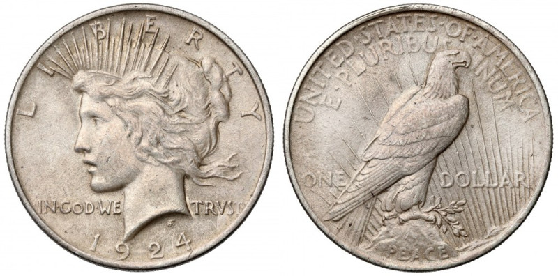 USA, Dolar 1924, Philadelphia - Peace Dollar 
Grade: XF+