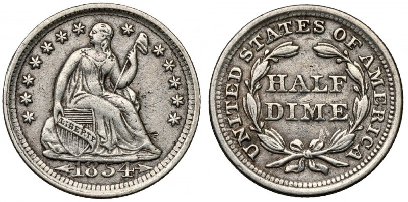 USA, 1/2 dime 1854, Philadelphia 
Grade: VF