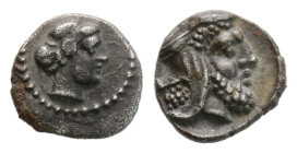 CILICIA. Mallos. Tiribazos, satrap of Lydia, 388-380 BC. Obol (Silver, 8 mm, 0.59 g, 8,5 mm.), c. 390/387-387/6. Head of Aphrodite to right, wearing a...