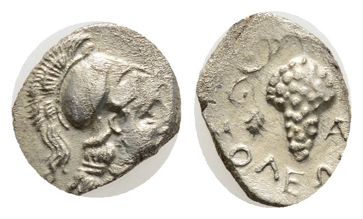 CILICIA. Soloi. Circa 350-300 BC. Obol (Silver, 10.8 mm, 0.72 g). Head of Athena...