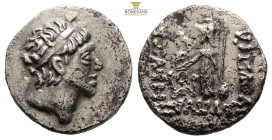 KINGS OF CAPPADOCIA. Ariarathes V Eusebes Philopator (163-130 BC). Drachm. Dated RY 3 (161/160 BC). 3,6 g. 17,4 mm.
Obv: Diademed head right.
Rev: Ath...