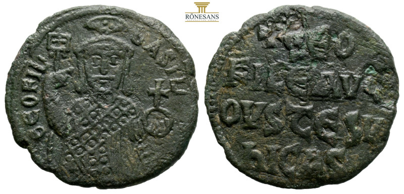 Theophilus AD 829-842. Constantinople Half follis Æ 6,2 g, 26,6 mm. ΘEOFIL' bASI...