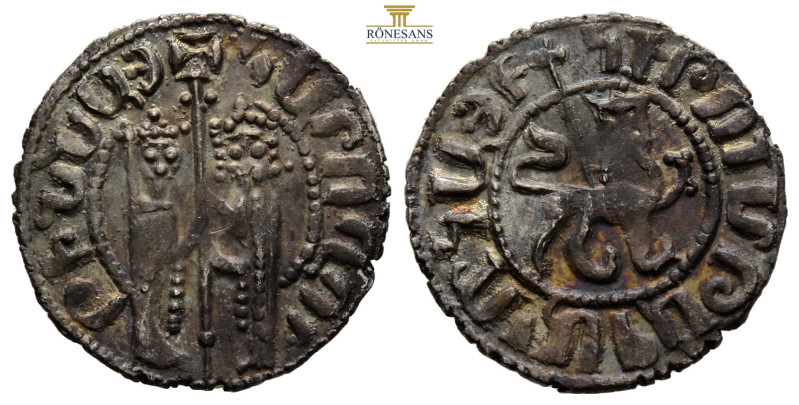 Cilician Armenia (1226-1270 AD) Hetoum I AR Tram. Hetoum and Queen Zabel standin...