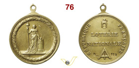 Lotteria Nazionale, medaglia degli impiegati (1797) Opus Gatteaux H.N. 810 Ottone (fusione) mm 53,6 RRR BB