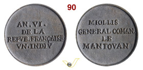 Miollis, Generale nel mantovano 1798 (An. 6) Opus - Essling 712 Hennin 859 Ae (fusione) mm 43,2 RRR • Colpetto al bordo SPL