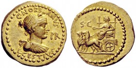 The George W. La Borde Collection of Roman Aurei Part I 
 THE ROMAN REPUBLIC 
 Aureus January-April 43, AV 8.13 g. C·NORBANVS / L·CESTIVS Draped bus...