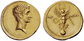 The George W. La Borde Collection of Roman Aurei Part I 
 THE ROMAN REPUBLIC 
 Octavian, 32 – 27 BC 
 Aureus, Brundisium or Roma 29-27 BC, AV 8.02 ...