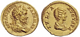 The George W. La Borde Collection of Roman Aurei Part I 
 THE ROMAN EMPIRE 
 Septimius Severus, 193 – 211 
 Aureus 201, AV 7.25 g. SEVERVS AVG – PA...