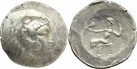 Celtic World. Celtic, Danubian Region. AR Tetradrachm, imitating Philip III of Macedon, 2nd-1st cent. BC. D/ Head of Herakles right. R/ Zeus seated le...