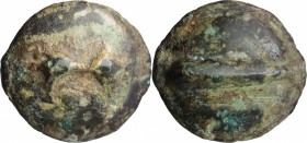 Greek Italy. Northern Apulia, Luceria. Heavy series. AE Cast Quadrunx, c. 225-217 BC. D/ Thunderbolt. R/ Club; above, four pellets. HN Italy 671. Vecc...