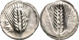 Greek Italy. Southern Lucania, Metapontum. AR Stater, c. 510-470 BC. D/ MET. Barley ear of eight grains. R/ Incuse barley ear of eight grains. HN Ital...
