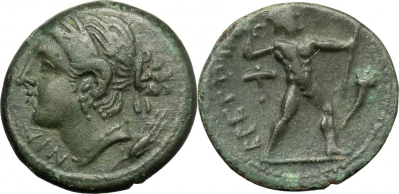 Greek Italy. Bruttium, Brettii. AE Half Unit, c. 214-211 BC. D/ NIA (sic). Diade...