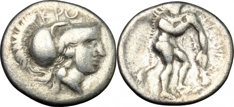 Greek Italy. Bruttium, Kroton. AR Triobol, first half of 3rd century BC. D/ KPOT...