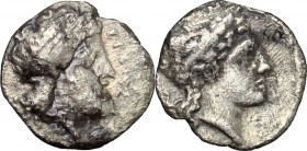 Sicily. Herbessos. AR Litra, c. 344-338 BC. D/ Laureate head of Sikelia right. R/ Diademed and horned head of river god right; before, EPBH[Σ-ΣOΣ]. Ca...