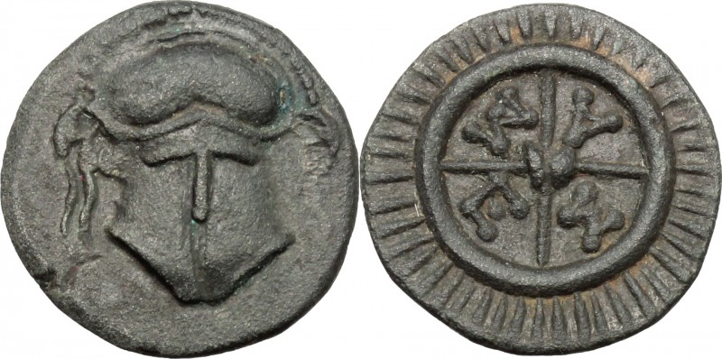 Continental Greece. Thrace, Mesembria. AE 17 mm. c. 350 BC. D/ Crested Corinthia...