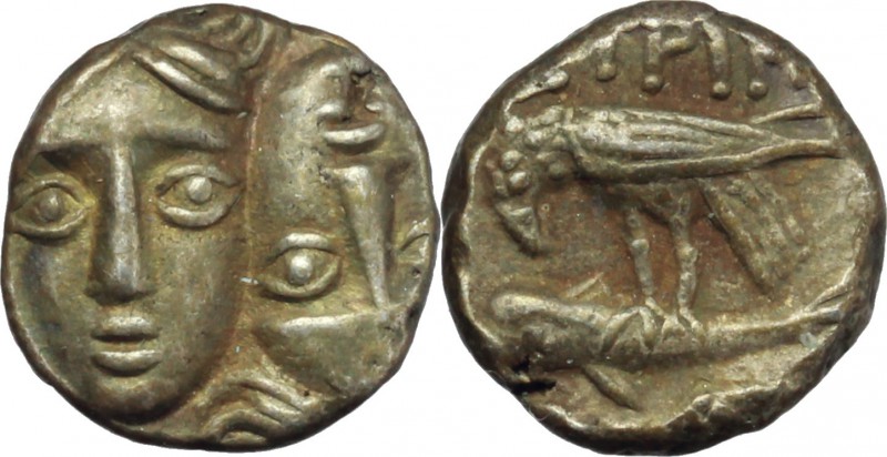 Continental Greece. Moesia, Istros. AR Quarter Drachm, 4 th century BC. D/ Facin...