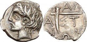 Continental Greece. Illyro-Paeonian Region, Damastion. AR Tetrobol, c. 330-320 BC. D/ Laureate head of Apollo left. R/ Δ-AM/A-ΣTI/NΩN. Pick. Cf. May 2...