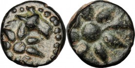 Greek Asia. Pontos, uncertain mint. AE 10 mm. c. 130-100 BC. D/ Head of horse right, with star of eight points on its neck. R/ Comet star of seven poi...