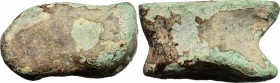 Aes Premonetale. AE Knucklebone (Astragalus) 6th-4th century BC. Haeb. pl. 6,10. AE. g. 26.03 Earthen light green patina. The weight of this fascinati...