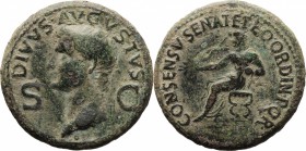 Divus Augustus (died 14 AD). AE Dupondius, Struck under Caligula, 37-41 AD. D/ DIVVS AVGVSTVS SC. Radiate head of Augustus left. R/ CONSENSV SENAT ET ...