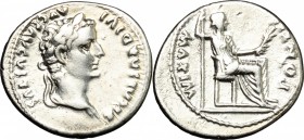 Tiberius (14-37). AR Denarius, 'Tribute Penny' type. Lugdunum, 36-37 AD. D/ TI CAESAR DIVI AVG F AVGVSTVS. Laureate head right. R/ PONTIF MΛXIM. Livia...