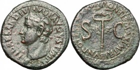Tiberius (14-37). AE As, 35-36 AD. D/ TI CAESAR DIVI AVG F AVGVST IMP VIII. Laureate head left. R/ PONTIF MAXIM TRIBVN POTEST XXXVII. S-C to left and ...