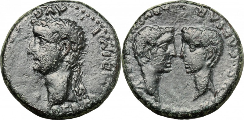 Tiberius (14-37) with Germanicus and Drusus Caesares. AE As, Hispalis (Colonia R...