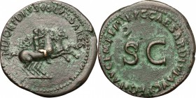 Nero and Drusus Caesares, sons of Germanicus and Agrippina Senior (died 31 and 33 AD respectively). AE Dupondius, struck under Caligula. D/ NERO ET DR...