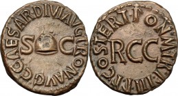 Caligula (37-41). AE Quadrans, 39-40 AD. D/ C CAESAR DIVI AVG PRON AVG. Pileus between S-C. R/ PON M TR P III PP COS TERT around RCC. RIC 45. AE. g. 3...